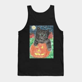 Halloween cat kitten pumpkin Tank Top